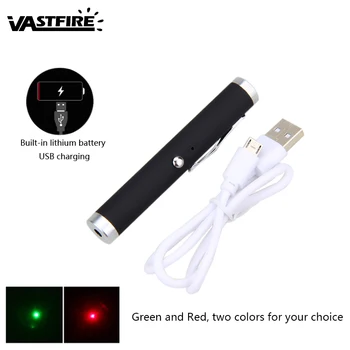 

MINI Portable USB Laser Pointer Pen Green 532nm Red 650nm Build-in 300mAh li-ion Rechargeable Battery With Star Cap Laser Light