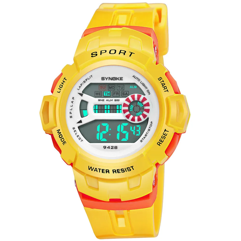 SYNOKE детские часы 2019 водонепроницаемый детский цифровой светодиодный Будильник для мальчиков Дата спортивные наручные часы, Прямая