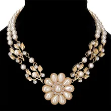 Colares Femininos Simulated Pearl Necklace for Women Fashion Gold Color Beads Choker Necklaces Statement Jewelry collier femme