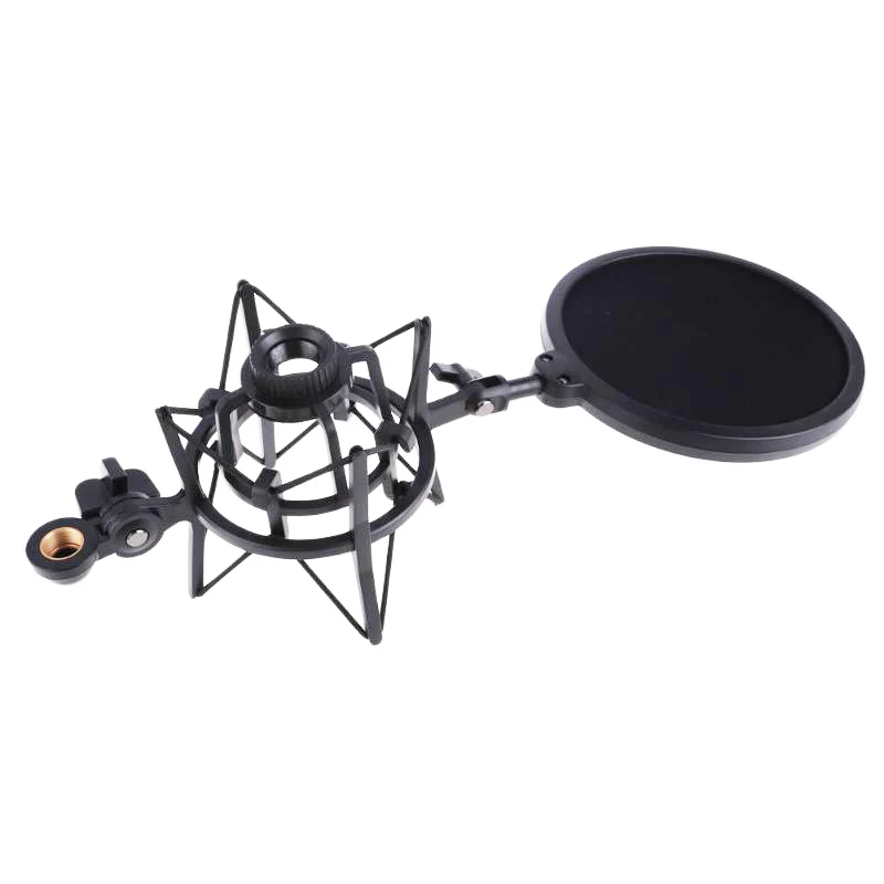 Mic Shock Mount с поп фильтром 180 градусов Регулируемый держатель кронштейн для