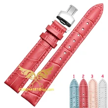 12 мм 14 мм 16 мм 18 мм 19 мм 20 мм серебро Нержавеющая Бабочка развертывания застежка Пояса из натуральной кожи ремешок для часов ремешок Браслет