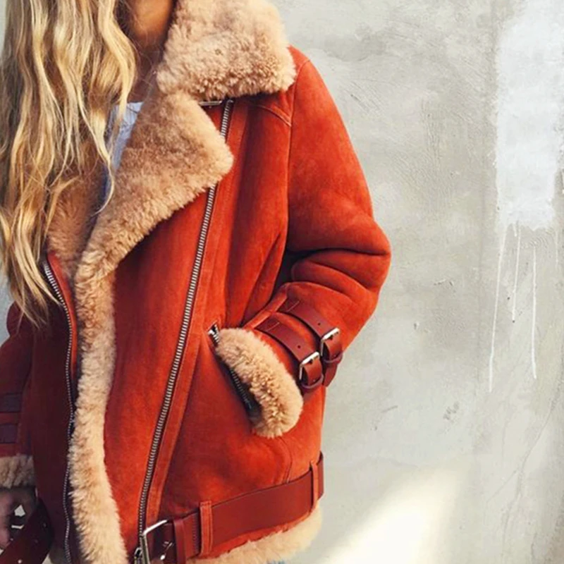 Faux Lambswool Suede Coats Women 2018 Autumn Winter Faux