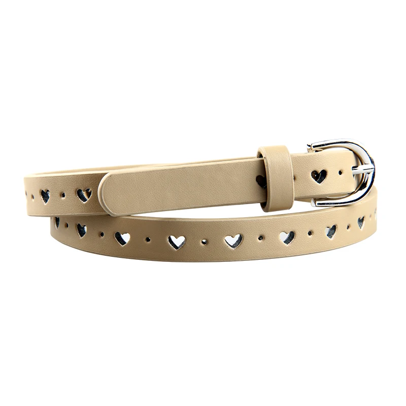 High quality children's belt kids belt with heart shipped holes pu kids