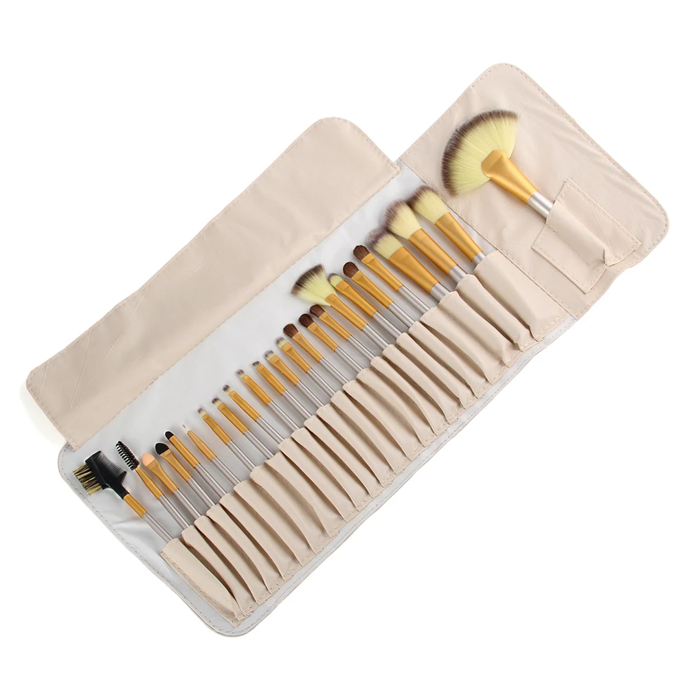 24 pcsset Professional Makeup Brushes Eyeshadow Lip Concealer Powder Foundation Brush Set Kit Cosmetic Tool with Leather Case (5)