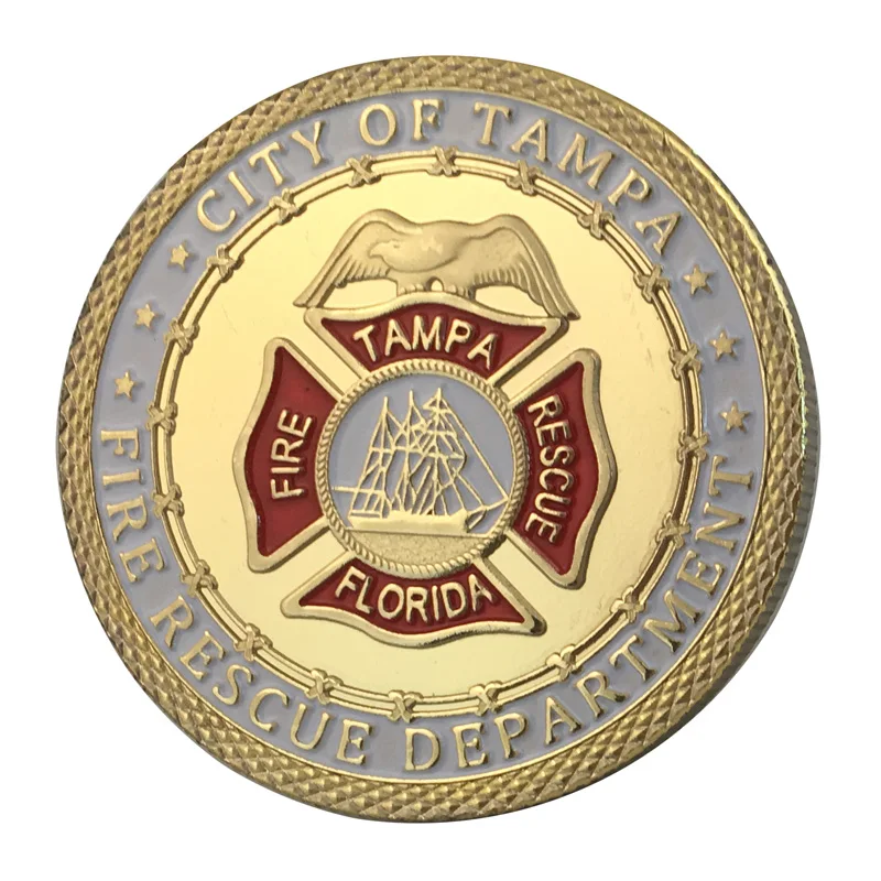 

Whole Sale Supply Gold Plating City of Tampa Rescue Fire department Challenge Coin/Medal 1332#