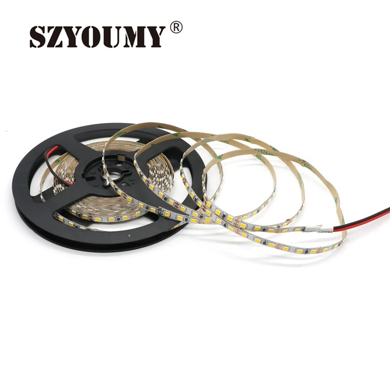 SZYOUMY 12 V 2835 Светодиодные ленты 5 мм 16.4ft изящный полосатый IP20 Non-Водонепроницаемый 120 светодиодный s/M 5 м/рулон Светодиодные ленты белый/теплый белый