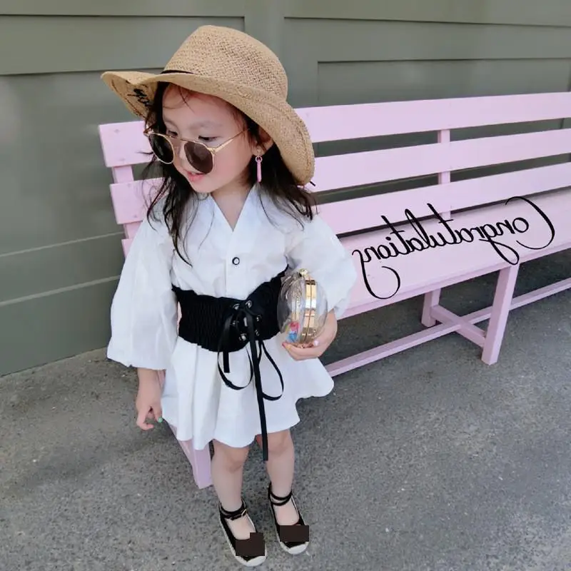 

Girls Dresses 2018 New Spring Full Sleeve Cotton Solid A-line Kids Dress Casual Regular Knee-length Children Clothes 4ds338