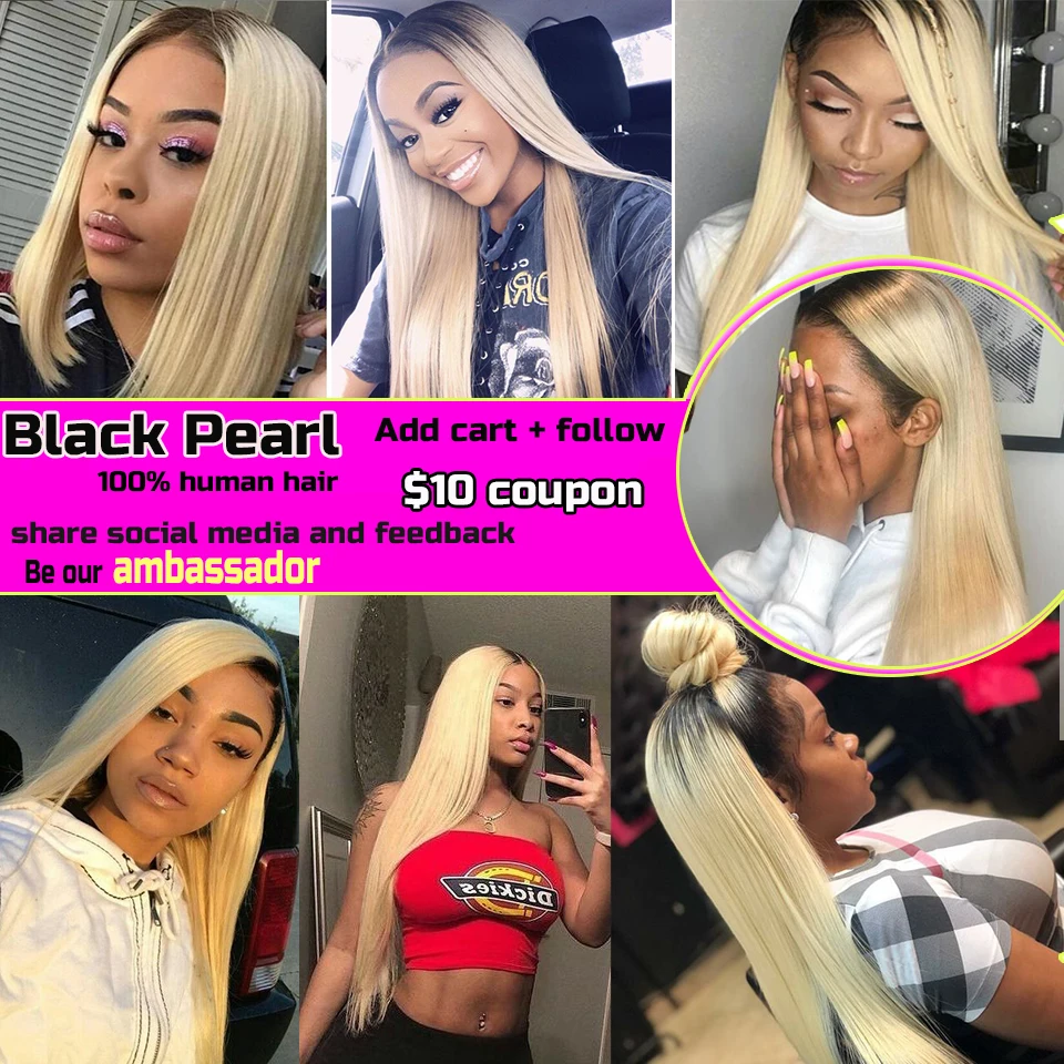 Black Pearl Ombre Bundles With Closure Peruvian Straight Hair 613 Honey Blonde Bundles With Closure Remy 613 Hair Extensions