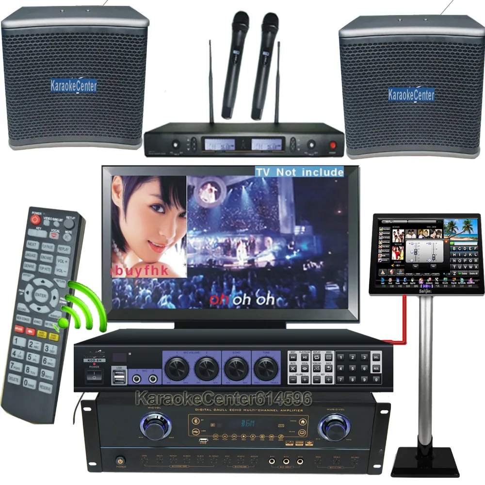 

HDMI KTV Karaoke On Demand System 3TB HDD+ LED Touch Screen Amplifier Mixer Speaker Wireless Mic All in One