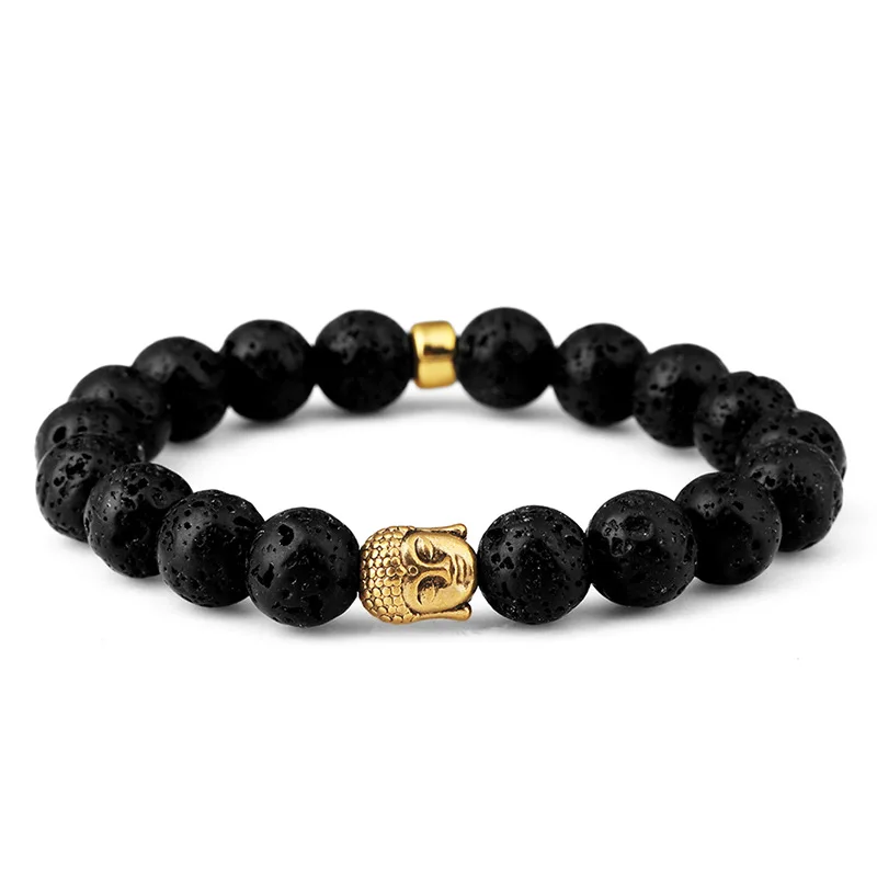 

2017 new high quality natural volcanic rocks influx of people hip hop bracelet Buddha head Buddha dance bracelet hip hop bracele