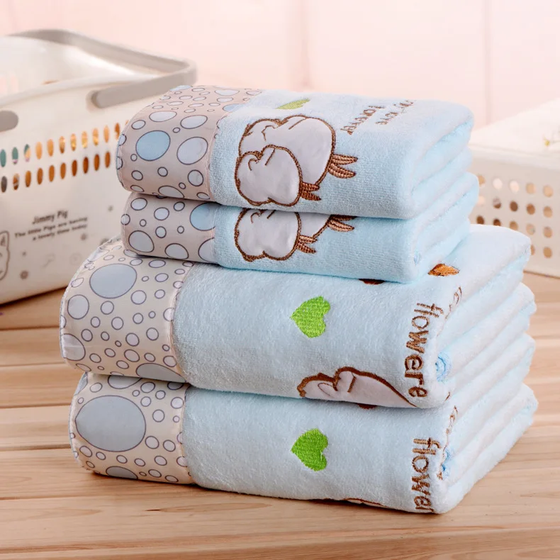 ZHUO MO 3pcs Quick-Drying Cartoon Couple Rabbit 4 colors Microfiber Towel Set Bath Towel Face Beach Towel toallas for Bathroom