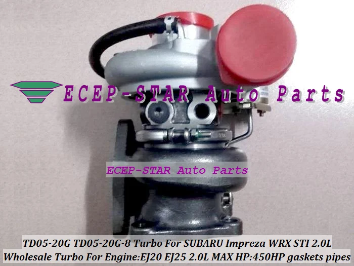 TD05-20G TD05-20G-8 Turbo Turbocharger For SUBARU Impreza WRX STI EJ20 EJ25 2.0L MAX HP 450HP with gaskets and pipes (2)