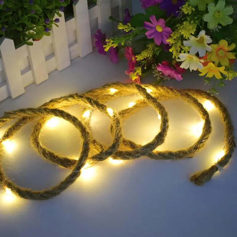 20 светодиодный изделия «сделай сам» натуральный пеньковый жгут длина 2 м светодиодный светильник теплый белый светильник украшение для дома спальни
