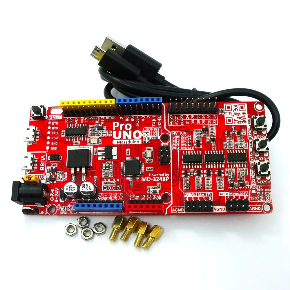 Встроенный ЦАП Massduino UNO Pro R3 для arduino uno r3 совместимый с DAQ 16 бит ADC 4 096 в источник
