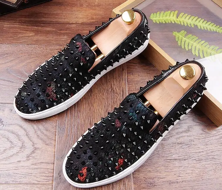 Mariage Personnalité Épais Nouveau Sociale 1 Hommes De Sapato Rivet Appartements Homme Mocassins 2017 Bal Chaussures Impression Clouté Fond doeCxB