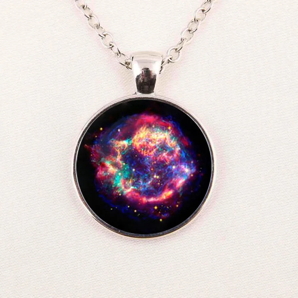 Cassiopeia ожерелье с дизайном «Туманность», подвеска с космическим принтом Галактикой, ожерелье с подвеской, винтажное ожерелье Corrente de prata Skyrim, Мои заказы - Окраска металла: 1
