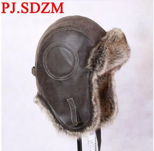 

PJ.SDZM Winter New Arrival Male and Female Hat Thermal Wool Hat Pilot Bomber Hats Adjustable Fur Caps