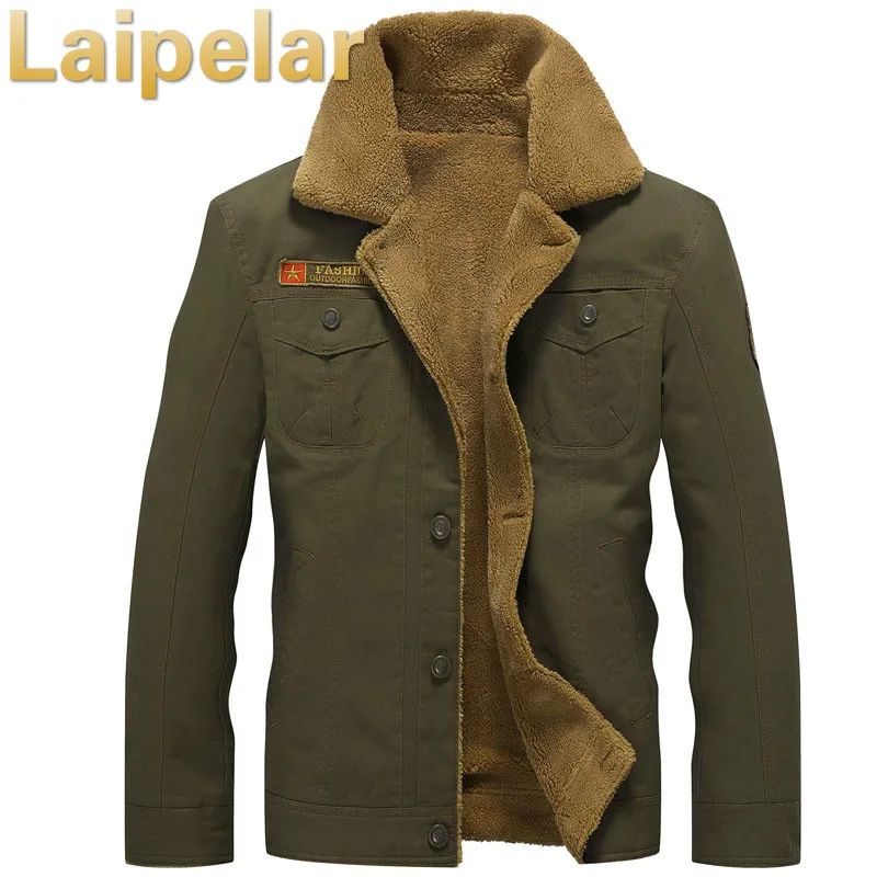 Men Winter Bomber Jacket Men Air Force Pilot Jacket Warm Male fur collar Army Jacket tactical Mens Jacket Size 5XL Laipelar Coat