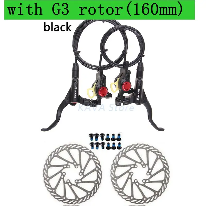 Зум HB-875 тормоз для велосипеда MTB Гидравлический горный велосипед дисковый тормоз левый и правый рычаг с ротором набор PK SHIMANO MT200 аксессуары - Цвет: black with G3 160
