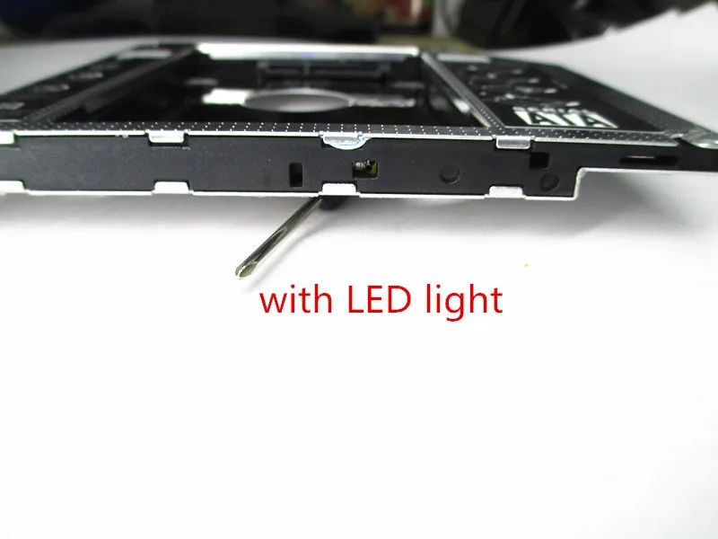 new style 2nd Caddy For Apple Macbook Pro A1278 A1286 A1297 SATA HDD to ODD DVD RW BOX Caddy 9.5mm with LED light hard disk case 3.5