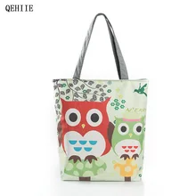 Холщовая Сумка для отдыха с рисунком Совы сумки для покупок высокого Ёмкость Для женщин сумка складные женские пляжные сумки-шопперы для женщин