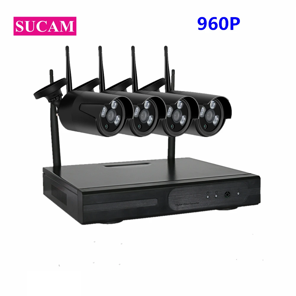 

SUCAM 1.0 Megapixel 4CH Wifi Security Camera System Outdoor and Indoor Plug and Play CCTV Camera Waterproof for Home Security