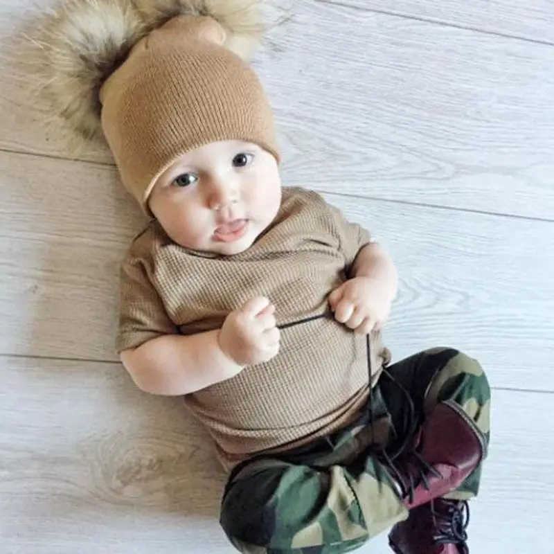 

2019 6M-5T 1PC New Children Toddler Kids Baby Warm Winter Wool Knit Beanie Fur Pom Pom Bobble Hat Cap Winter Warm Hat