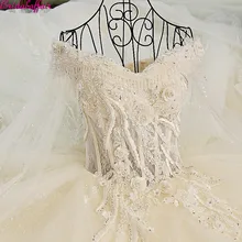 Настоящее изображение, Роскошные свадебные платья Vsetido De Novia, кружевные свадебные платья с кристаллами, аппликации из бисера, королевские свадебные платья с шлейфом