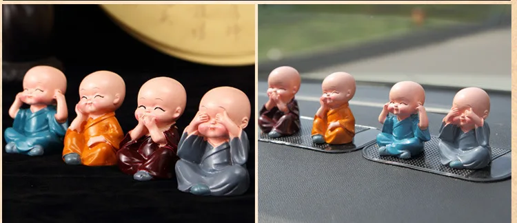 4 шт./компл. монах автомобиль орнамент Будда Майтрея кунг-фу с фигурой куклы подарок декор для автомобильной приборной панели Подвески Аксессуары