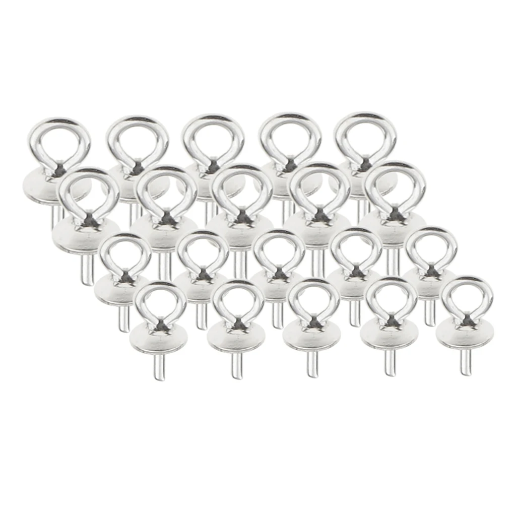 20 Pieces Sterling Silver 925 Pendant Clasp Pearl Bail Eye Pins Jewellery Findings Connector 4mm And 5mm