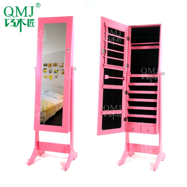 New Luxury Large Wooden Pink Jewelry Cabinet Bedroom Furniture New Luxury Large Wooden Pink Jewelry Cabinet Bedroom Furniture Storage For Makeup Organizer
