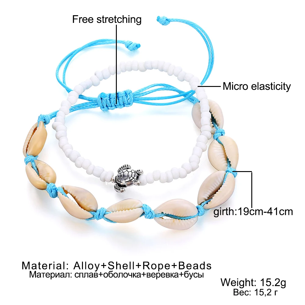 Ocean Beach Anklet Bohemian Retro Turtle Beaded Handmade Anklet Bracelet Leg Jewelry Gift silver anklet bracelet bead bracelet beads anklet fashion accessories