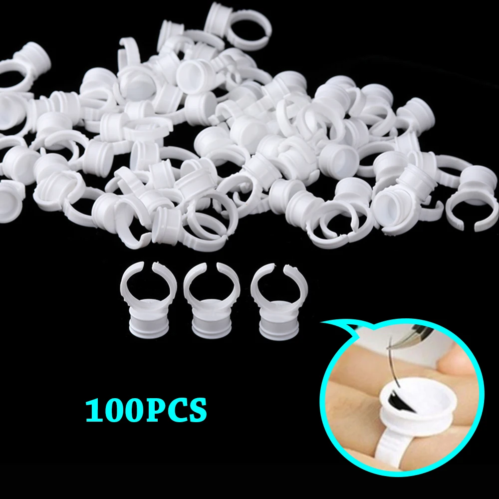 

100Pcs/Set Makeup Disposable Adhesive Eyelash Pallet Holder Glue Holder Ring Pallet for Eye Lash Extension Tattoo Pigment Tool