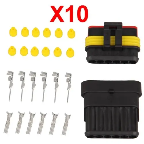 

New 10x connector Plug Kit Waterproof Seals 1.5mm 6 Channels For Car Boat