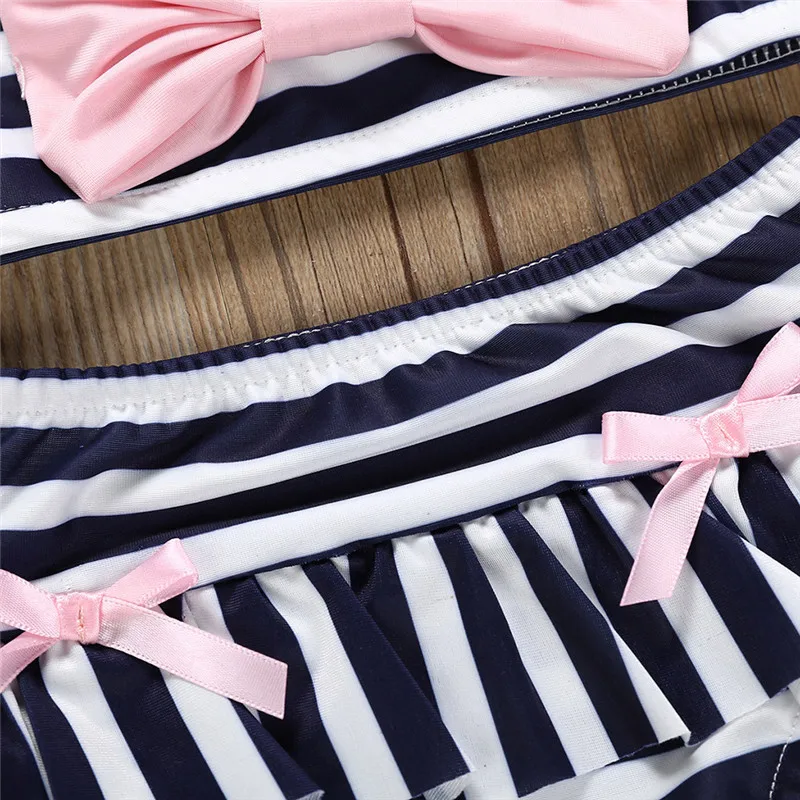 Girl's swimsuit 2019 summer new Summer Toddler Kids Baby Girls Stripe Bowknot Swimwear Swimsuit Outfits #4M06 (12)
