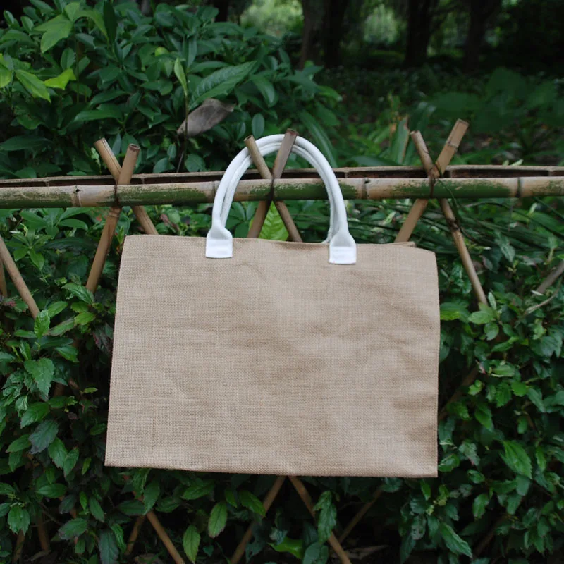 

Wholesale Blanks Jute Burlap Tote Bag Casual Tote with Rope Handles with Free Shipping DOM288