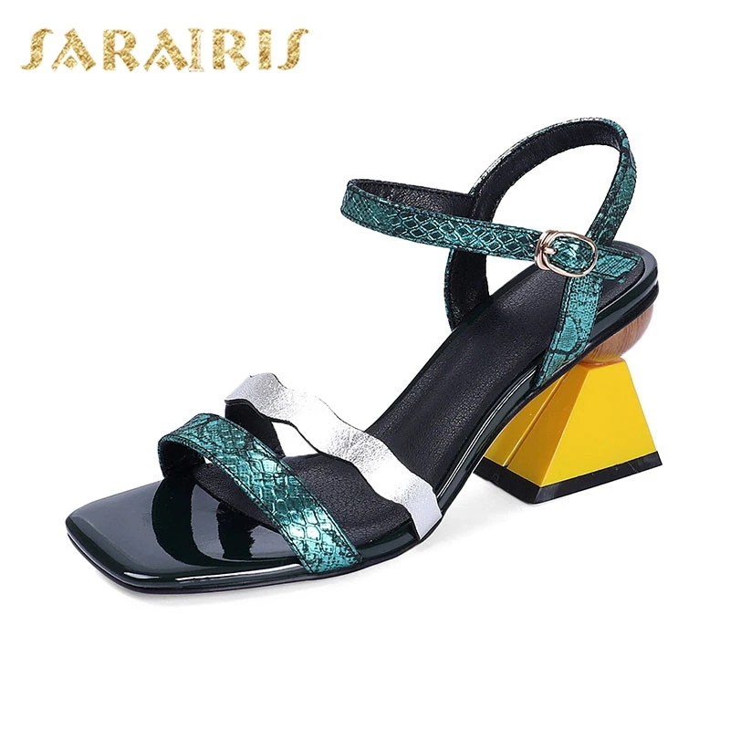 

Sarairis Brand New Luxury Genuine Cow Leather Summer Sandals Ladies High Heels Women Shoes Woman Casual Party Ol Footwear