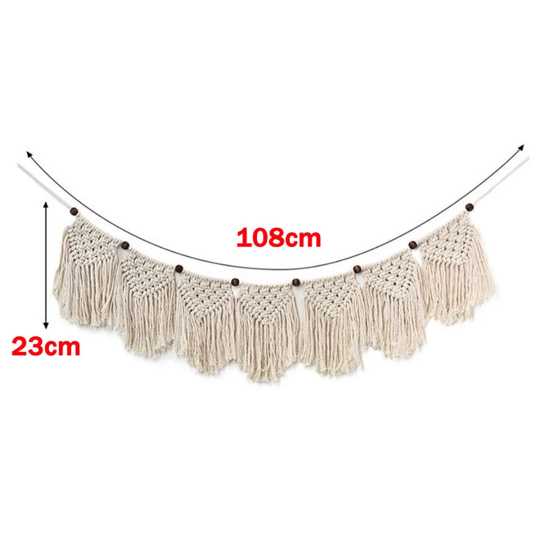 Online Mayitr pared colgante Macrame tapiz mano algodón de punto Macrame tapiz artesanía arte hecho a mano Retro Para el hogar Decoración de la boda