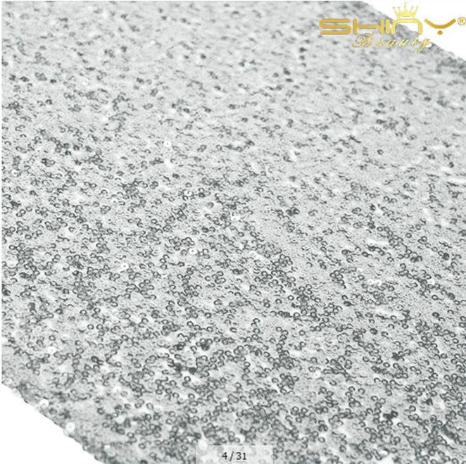 

Most Cheap!!! Free Shipping Silver Sequin Table Runner For Wedding/Event/Party/Banquet/Christmas Decoraitons 30cm by 180cm