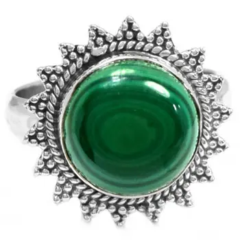 

Hand make Genuine Malachite Ring, 100% 925 Sterling Silver, Size: 8.25, 5.6g, AR0125