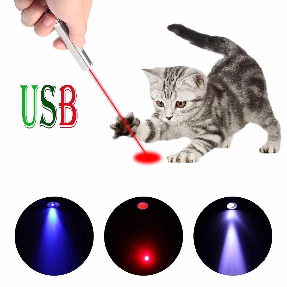 Мини лазер красная лазерная указка USB Перезаряжаемые 3 в 1 ручка фонарик зарядки UV