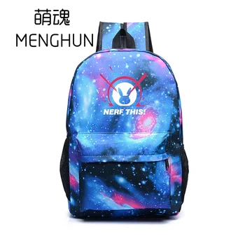 

lovely school backpack starry sky blue backpacks OW character DVA/SONG HANA lovely rabbit nerf this backpack NB283