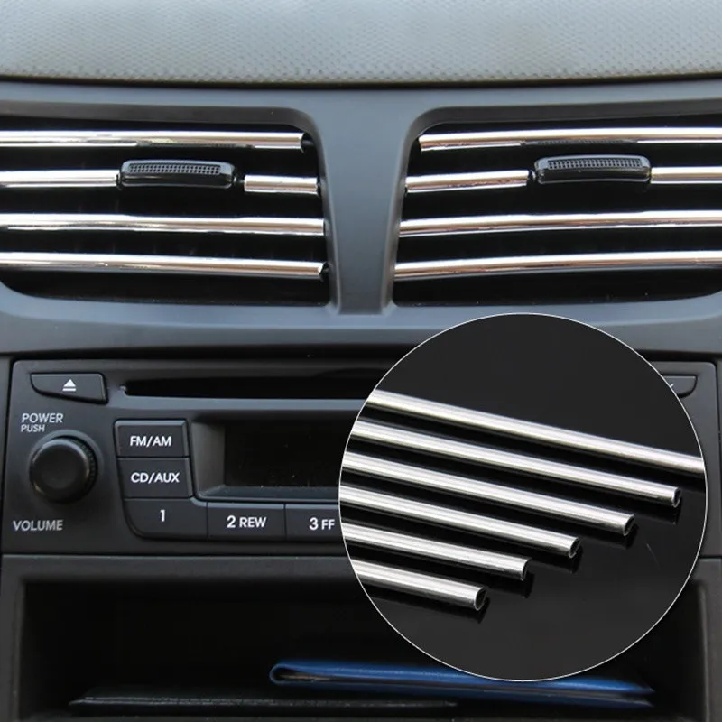 4M U Style DIY Car Interior Air Conditioner Outlet Vent Grille Chrome