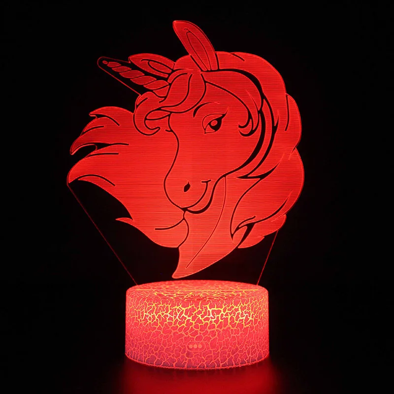3D иллюзия ночные огни единорог модель трогательный светодиодный светильник декор для детской спальни радужные конные огни с пультом дистанционного управления - Испускаемый цвет: MY-76