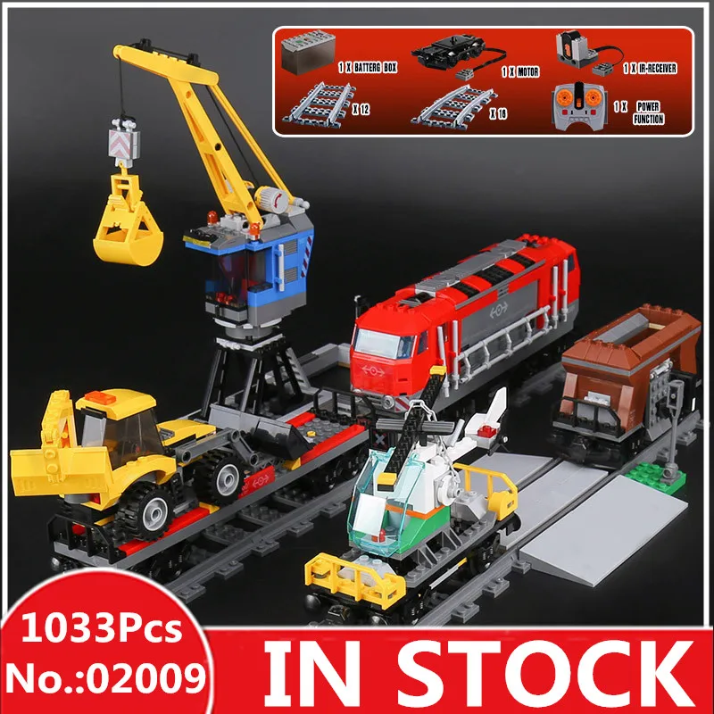

H&HXY In Stock 02009 1033Pcs City Series The Heavy-haul Train Set Building Blocks Bricks Educational Toys Model Boy`s Gift