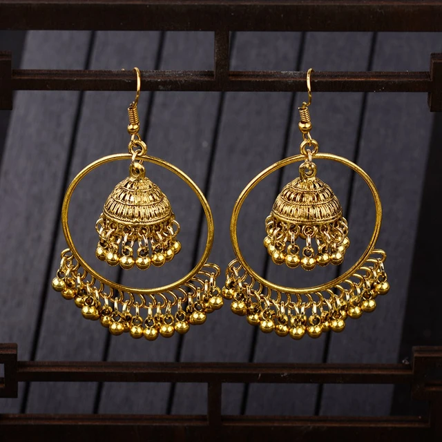 Indian Bollywood Gold Plated Long Black Pearl Jhumka Earrings Wedding  Jewelry | eBay