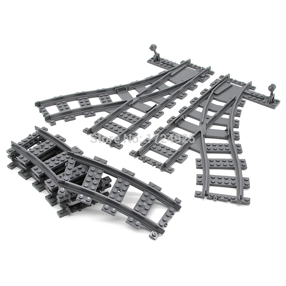 

Curved and Straight forked Flexible Rail Tracks for Train Soft Railway Kazi Building Block Sets Models Kids Educational Toys