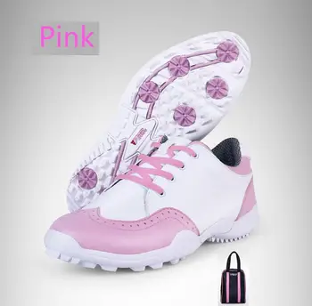 

PGM Women's Microfiber Leather Golf Shoes ultra-light waterproof breathable British Style Golf Sneakers With shoes bags 34-39