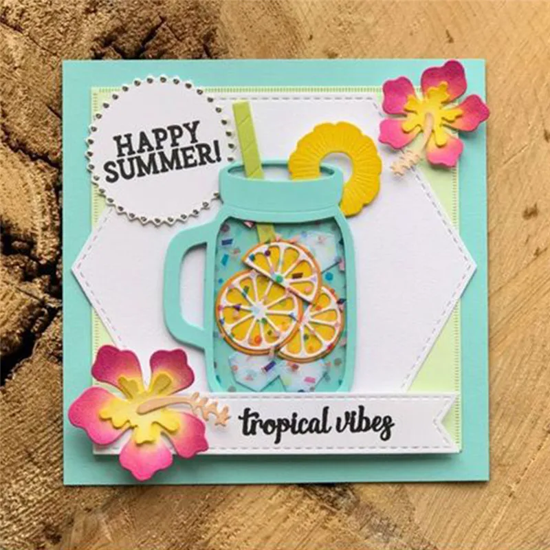

Naifumodo Lemon Juice Cup Set Drink Metal Cutting Dies Scrapbooking Card Making Album Decorative Embossing Paper Crafts Die