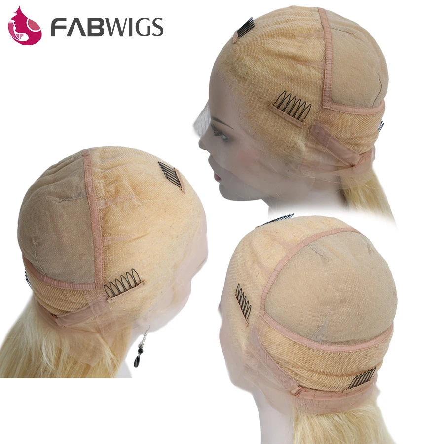 Fabwigs 150% плотность предварительно выщипанные#613 блонд полностью кружевные человеческие волосы парики с детскими волосами бразильские Remy человеческие волосы парики для женщин